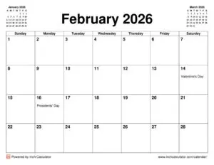 February 2026 Calendar: Key Dates and Events