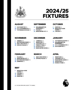 Upcoming NUFC Fixtures for Newcastle United
