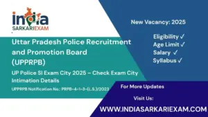 UP SI Exam City Slip 2026 Released