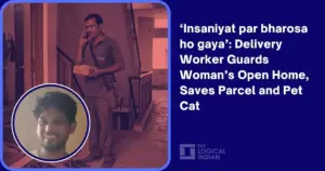 Delivery worker guards open house