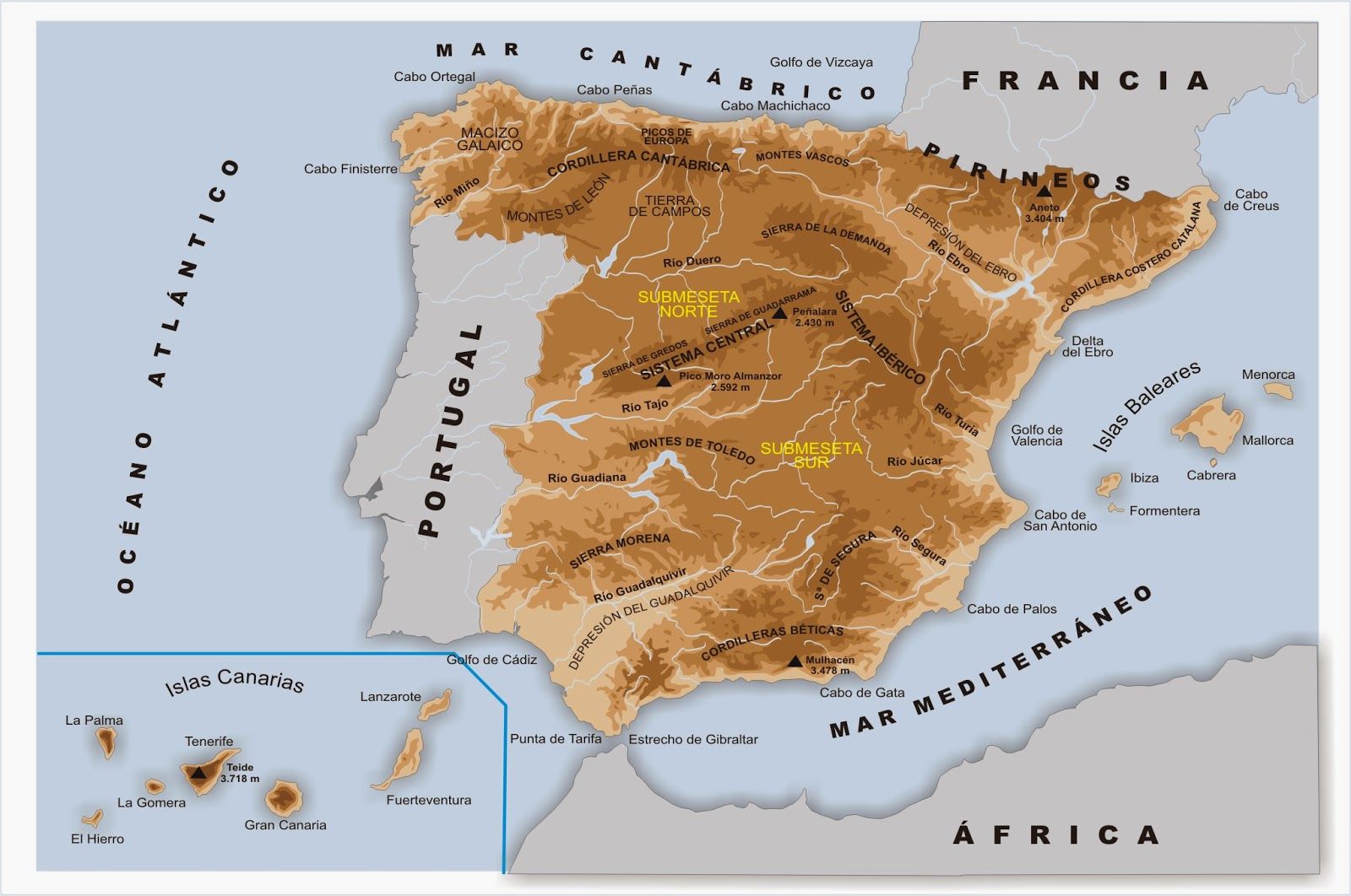 Geographic map. Spain.
