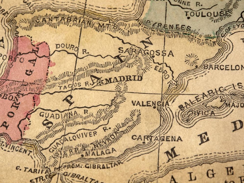Spain on an ancient historical map